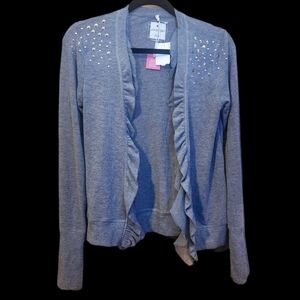 Poof Excellence Gray Ruffled Women's Sweater